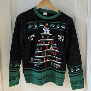 Holiday Time Festive Black and Green Sweater